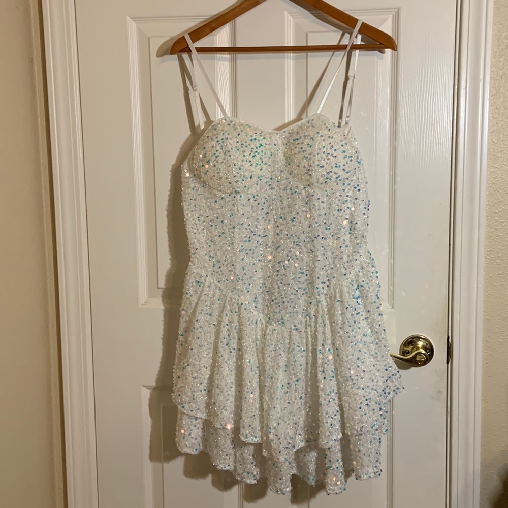Sequined white dress